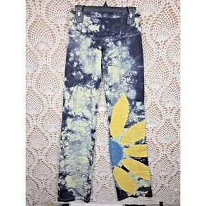 Vintage Planet Body MED Legging Yoga Wide Flare Pants Low Rise Patch Flower RARE